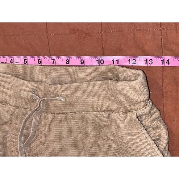 Monrow Tan Drawstring Waist & Pockets Waffle Knit Lounge Pants Women's Size S - Picture 8 of 9